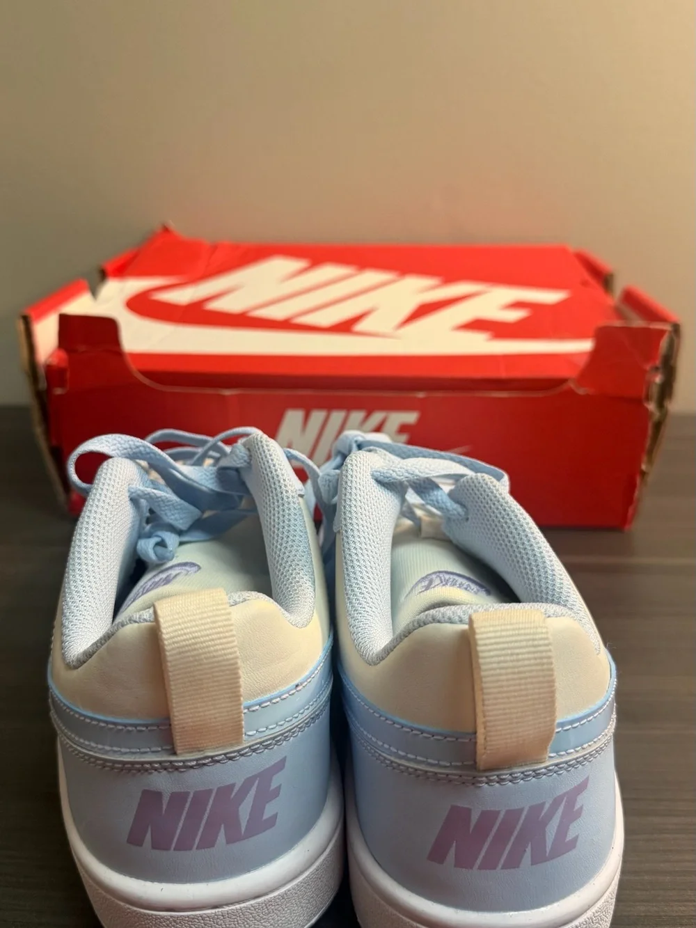 Nike Kids Light Blue and Cream Low-Top Sneakers